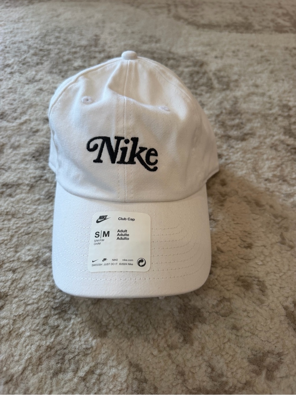 Nike White Club Cap with Black Script Logo